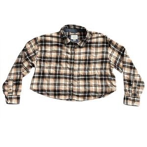 American Eagle Flannel Shirt Women’s Large Plaid Button Down Long Sleeve Cotton